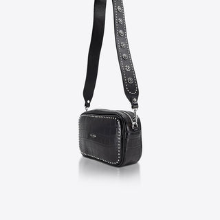 Camera Bag Black Croc/Silver