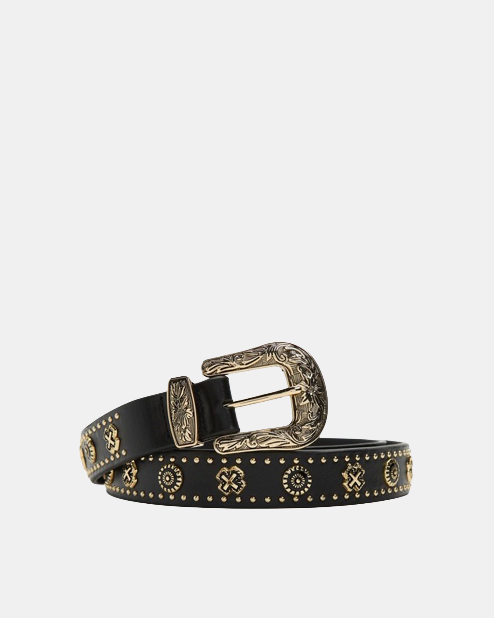 EASTWOOD BELT BLACK/GOLD WESTERN
