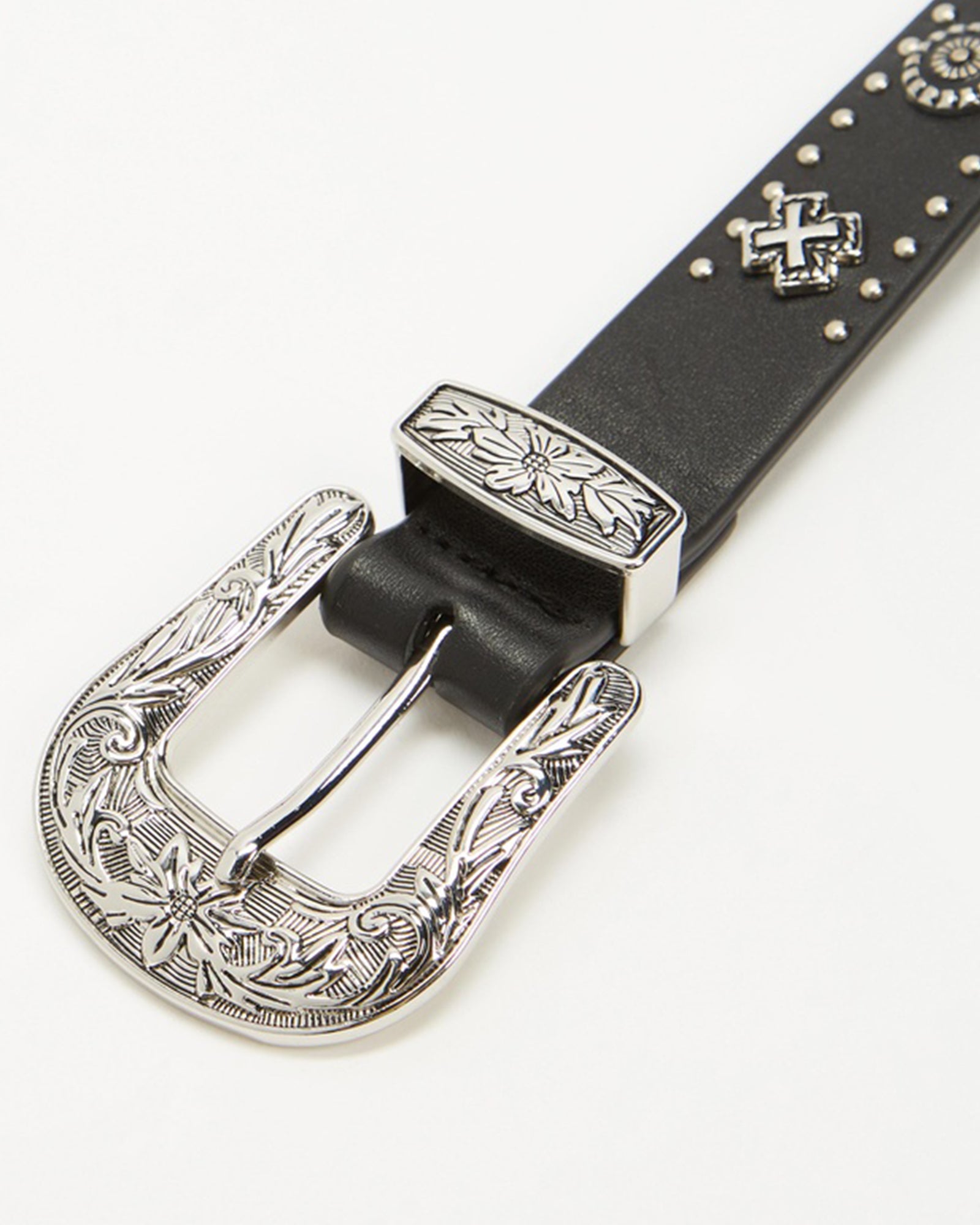 EASTWOOD BELT BLACK/SILVER WESTERN