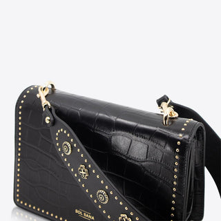 Flap Bag Black Croc/Gold