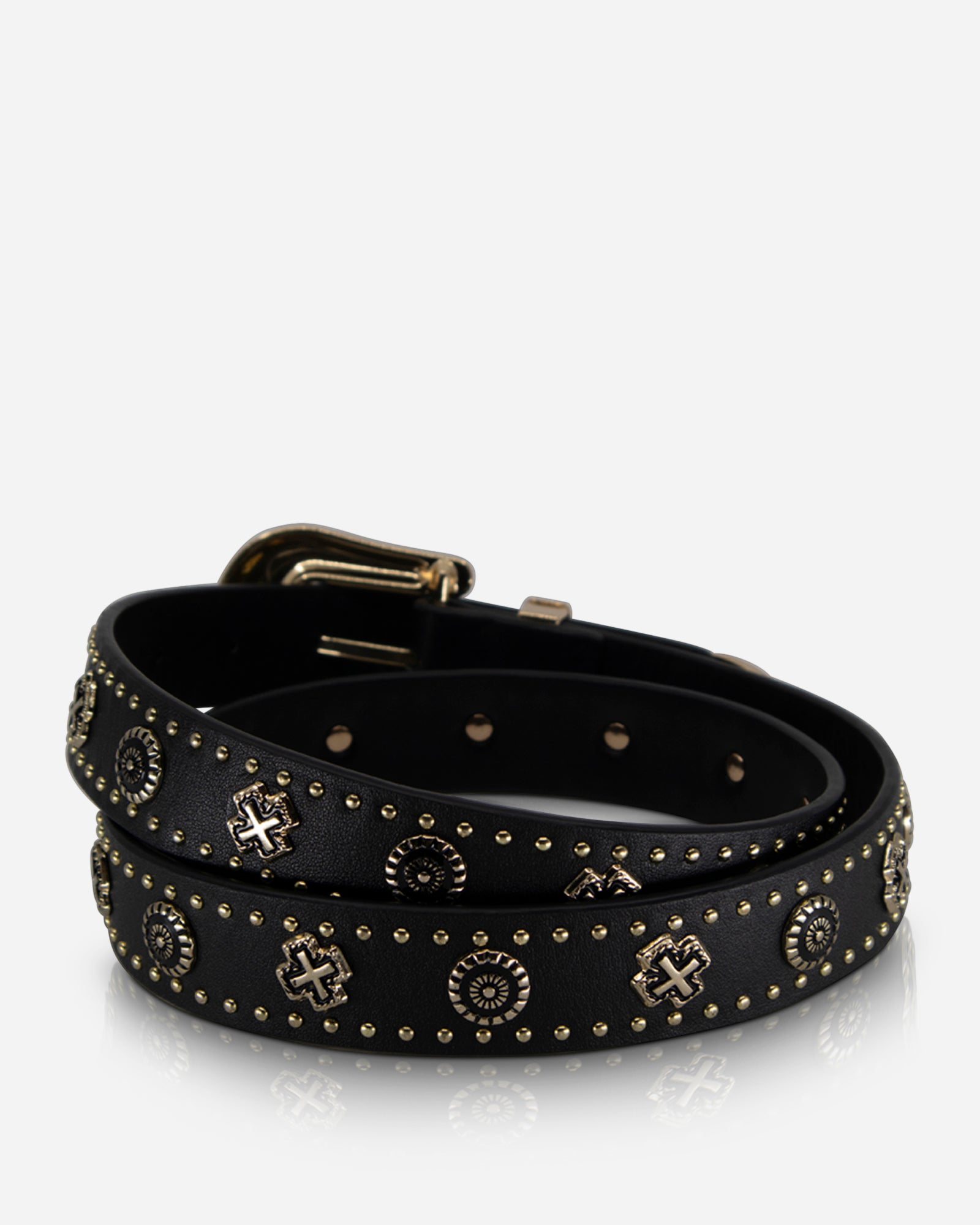 EASTWOOD BELT BLACK/GOLD WESTERN