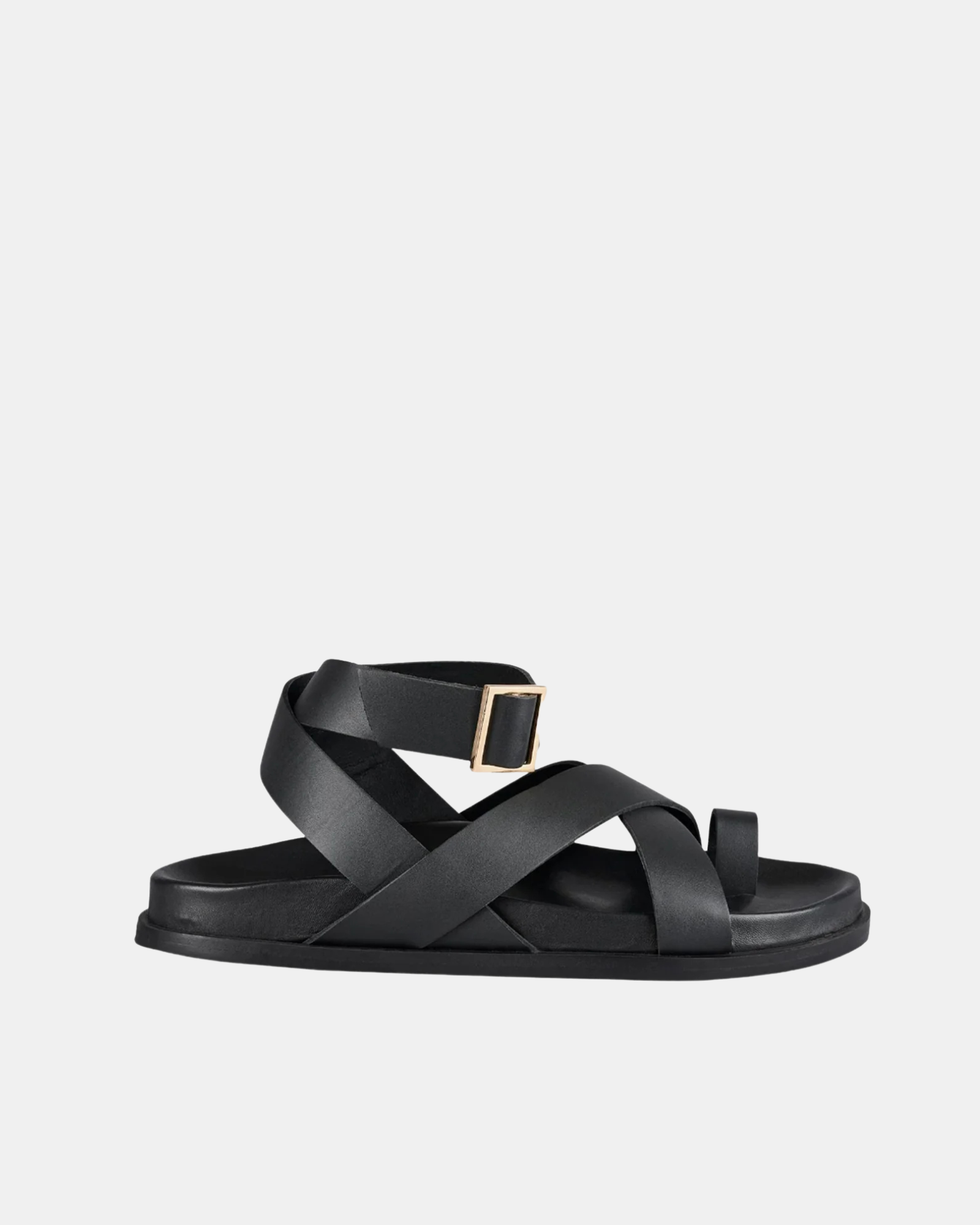 Hitch Footbed – Black Leather Sandal