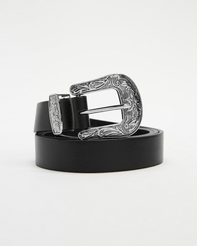 Western Belt Black/Silver