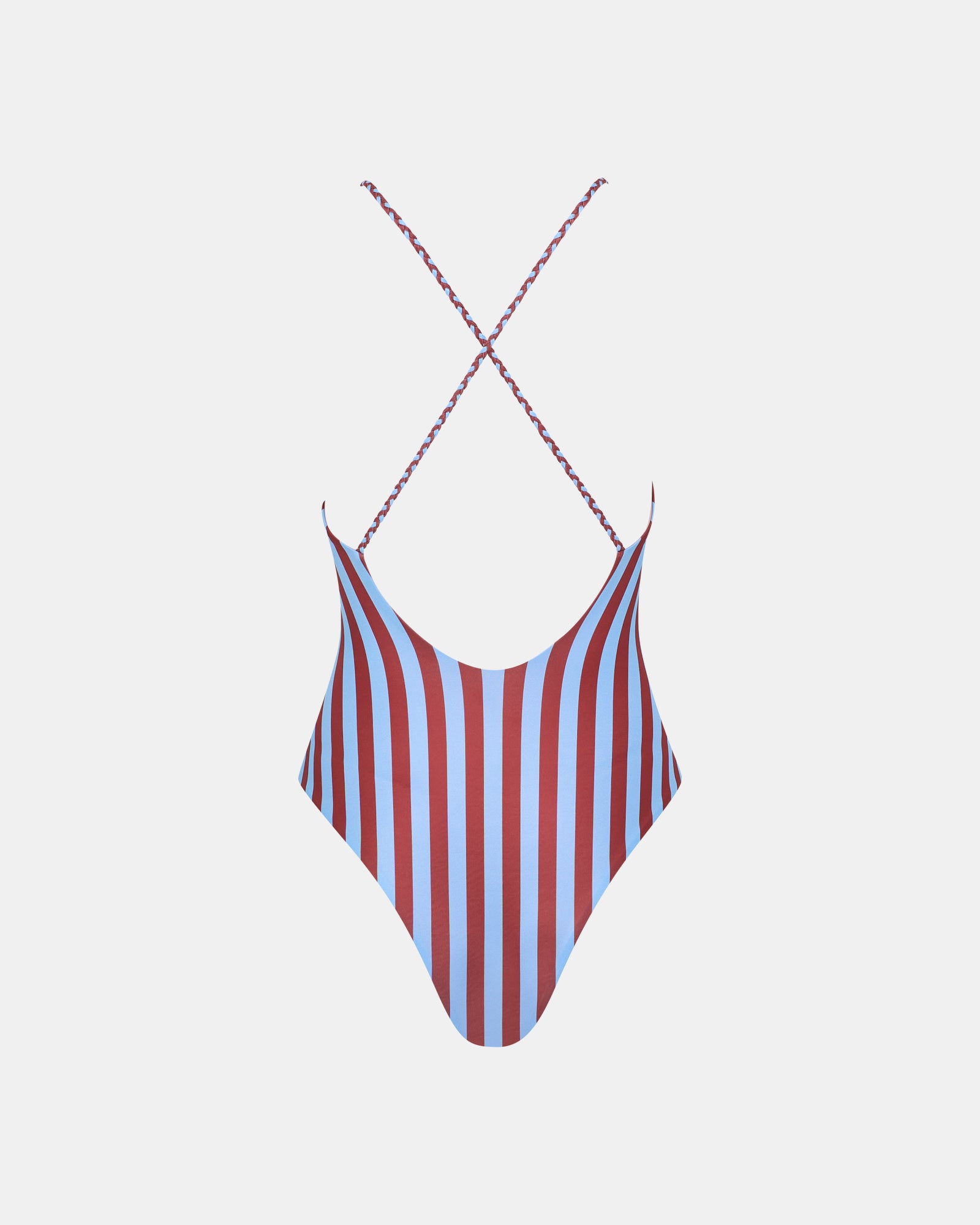 Aruba Plunge Deep V Neck Burgendy Stripe