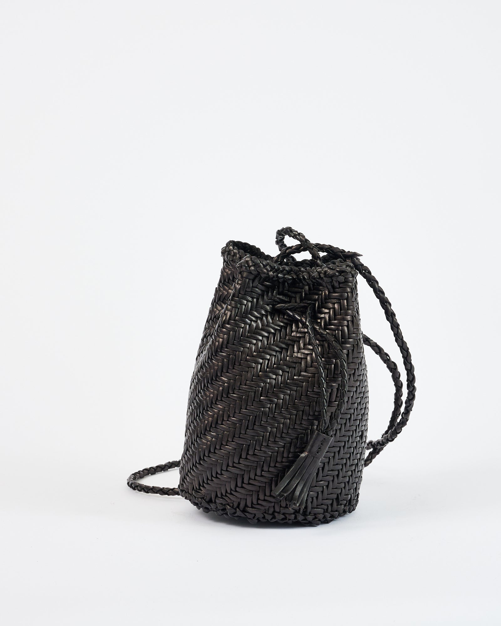 Solan Leather Bucket Bag Black