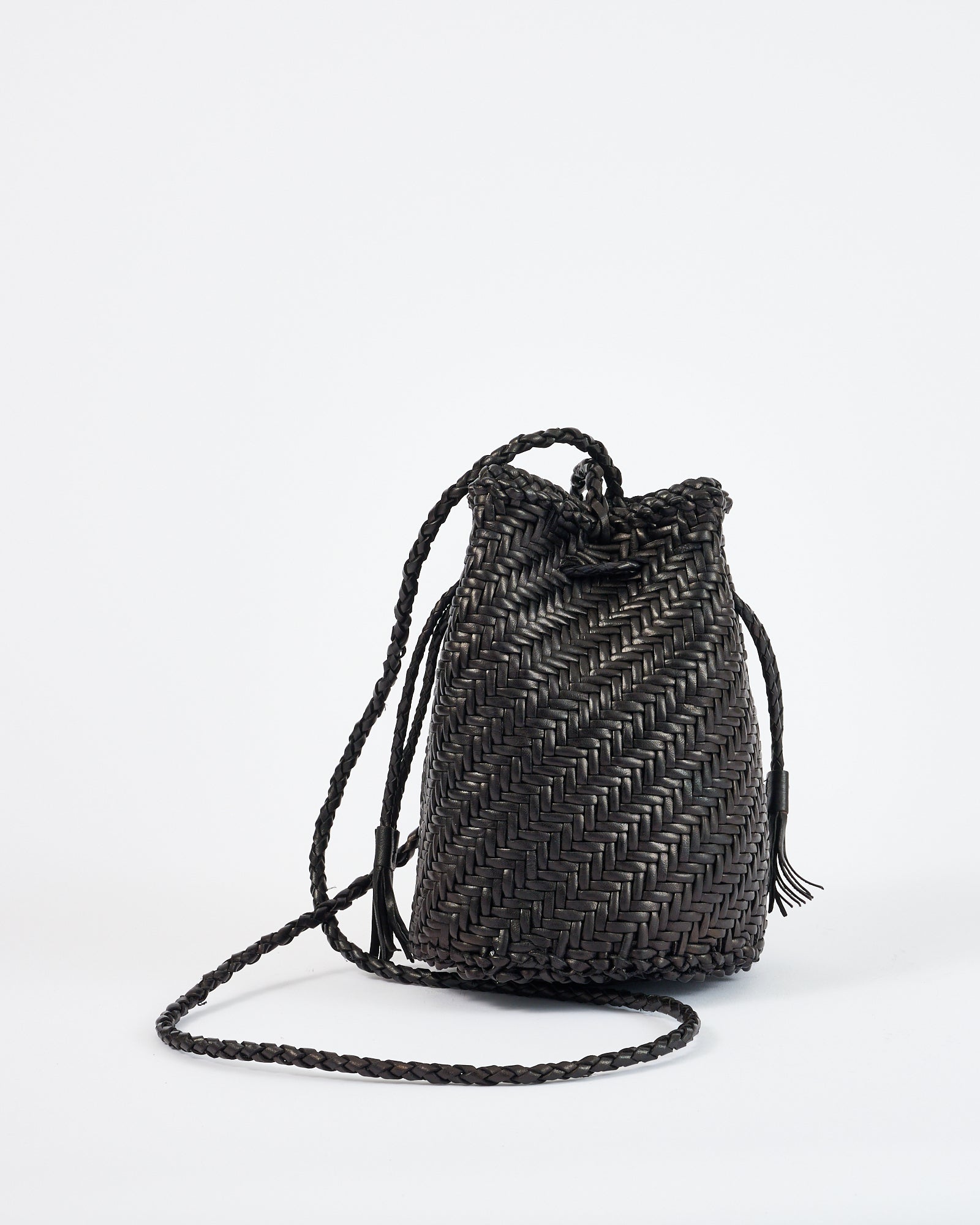 Solan Leather Bucket Bag Black