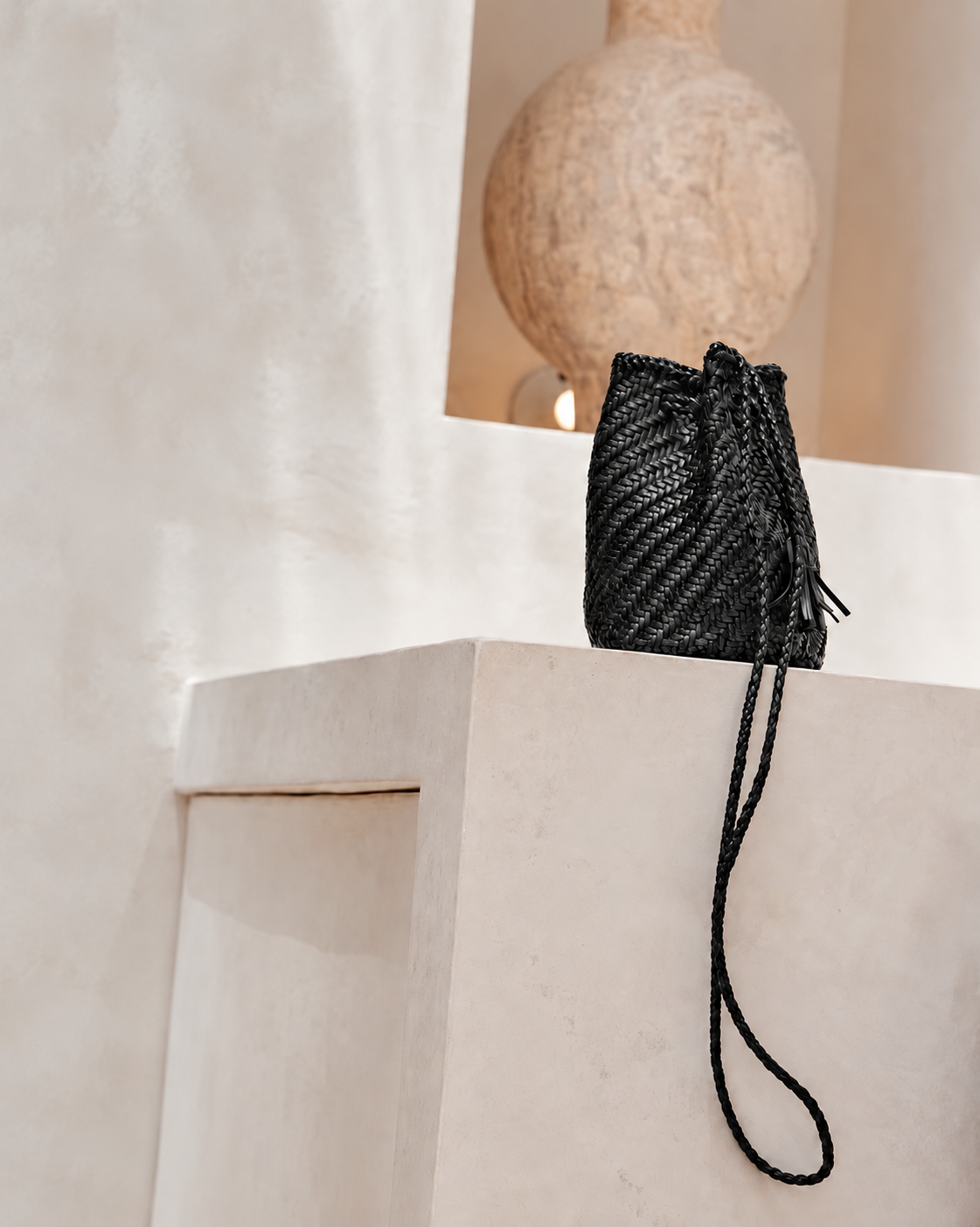 Solan Leather Bucket Bag Black