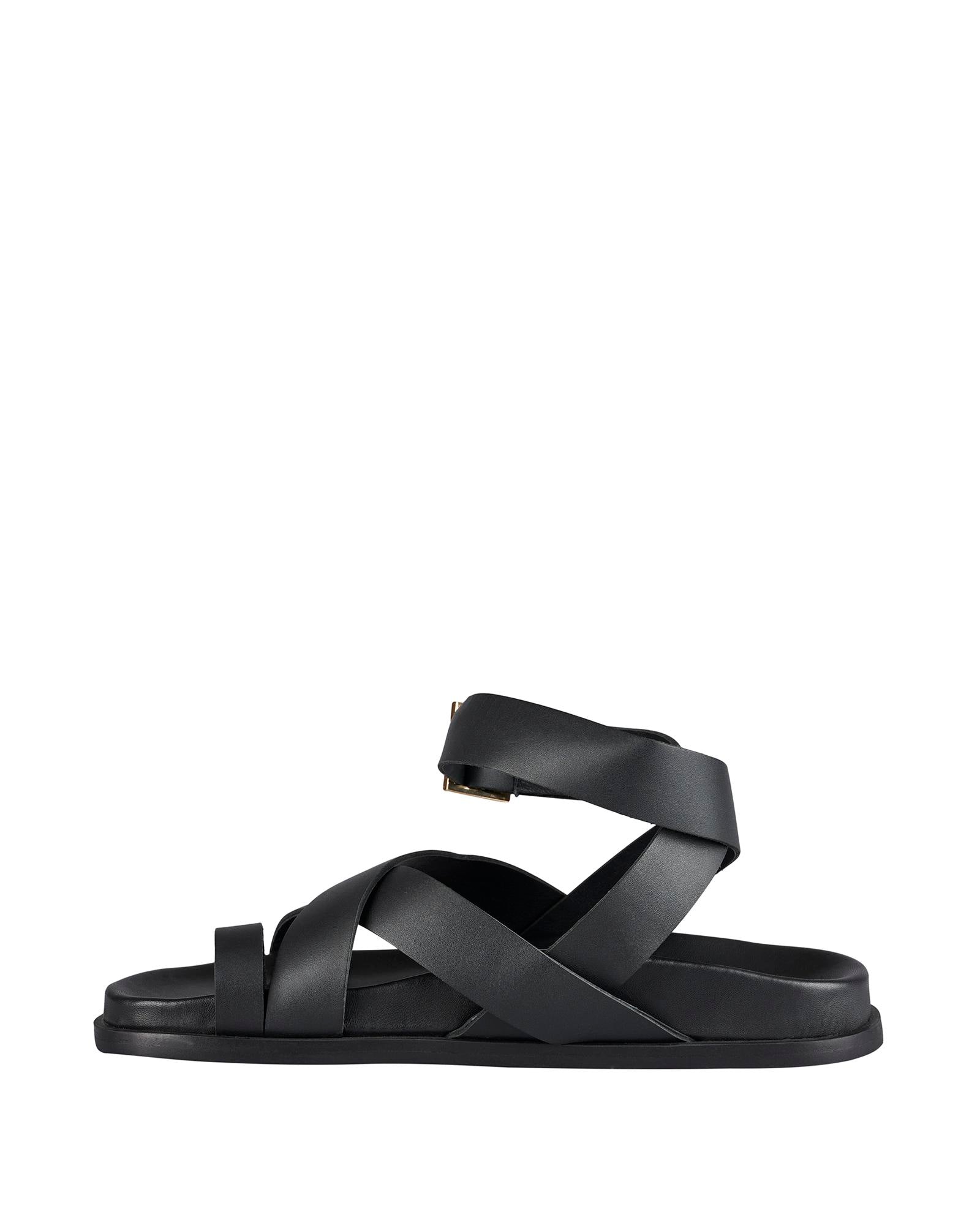 Hitch Footbed – Black Leather Sandal