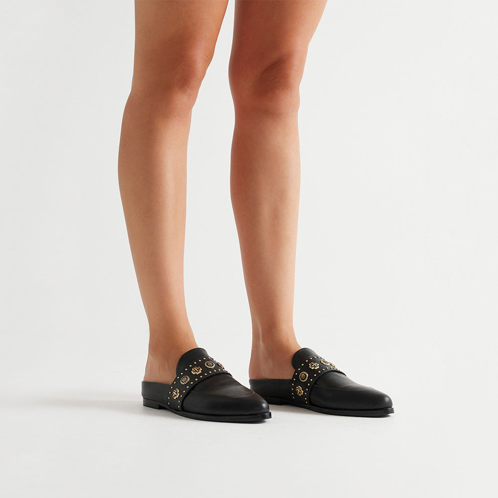 TUESDAY SLIDE BLACK/GOLD WESTERN