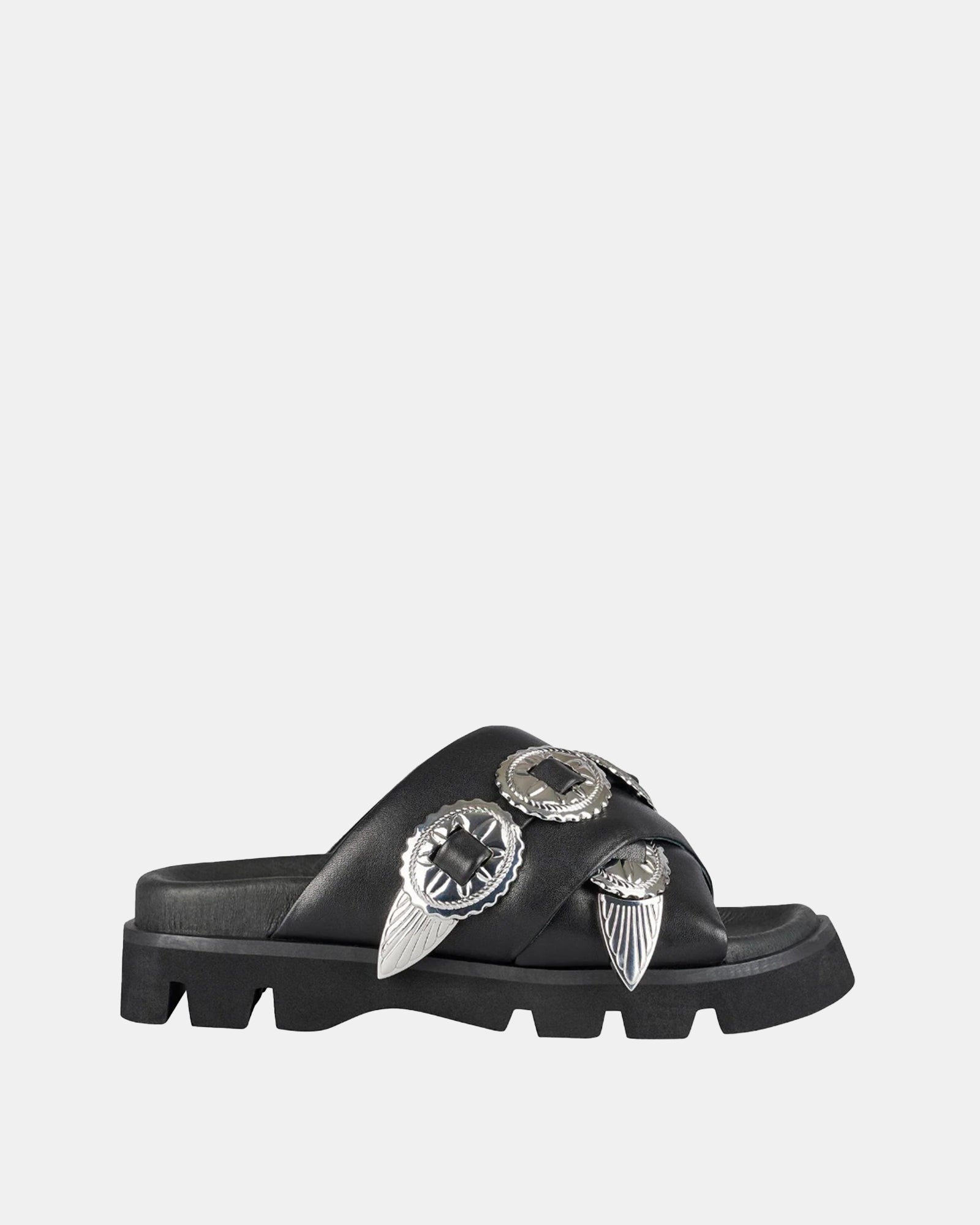 Concho Footbed Black/Silver