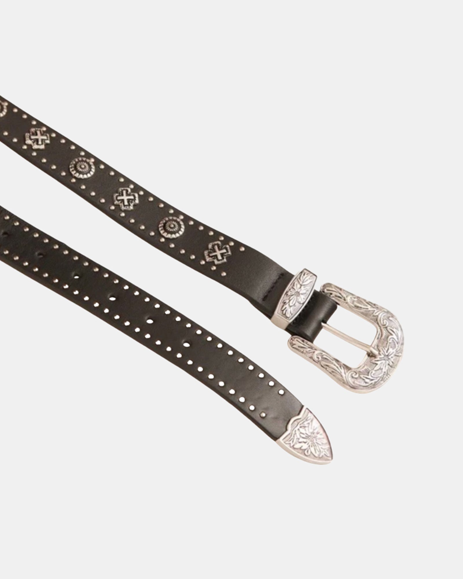 EASTWOOD BELT BLACK/SILVER WESTERN