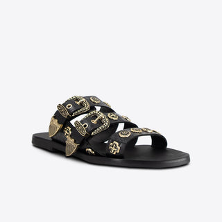 Eastwood Slide Black Croc/Gold