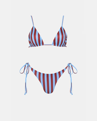 Eclipse String Bikini Bottom Burgendy Stripe