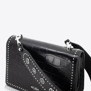 Flap Bag Black Croc/Silver
