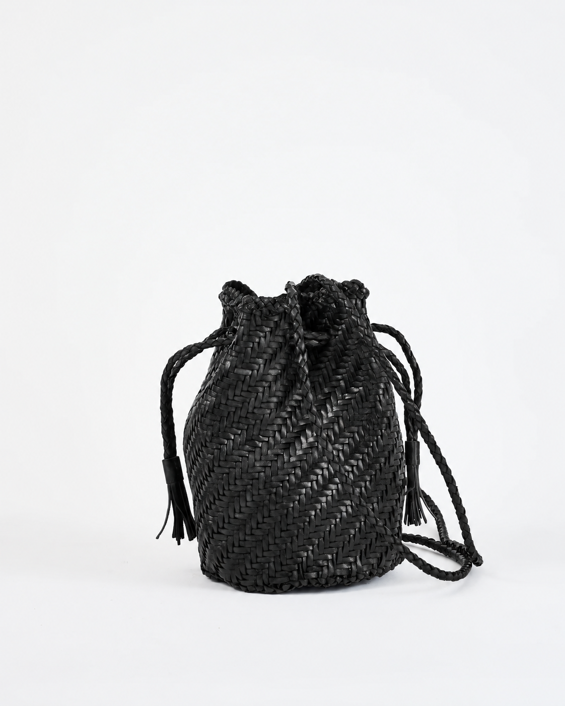 Solan Leather Bucket Bag Black