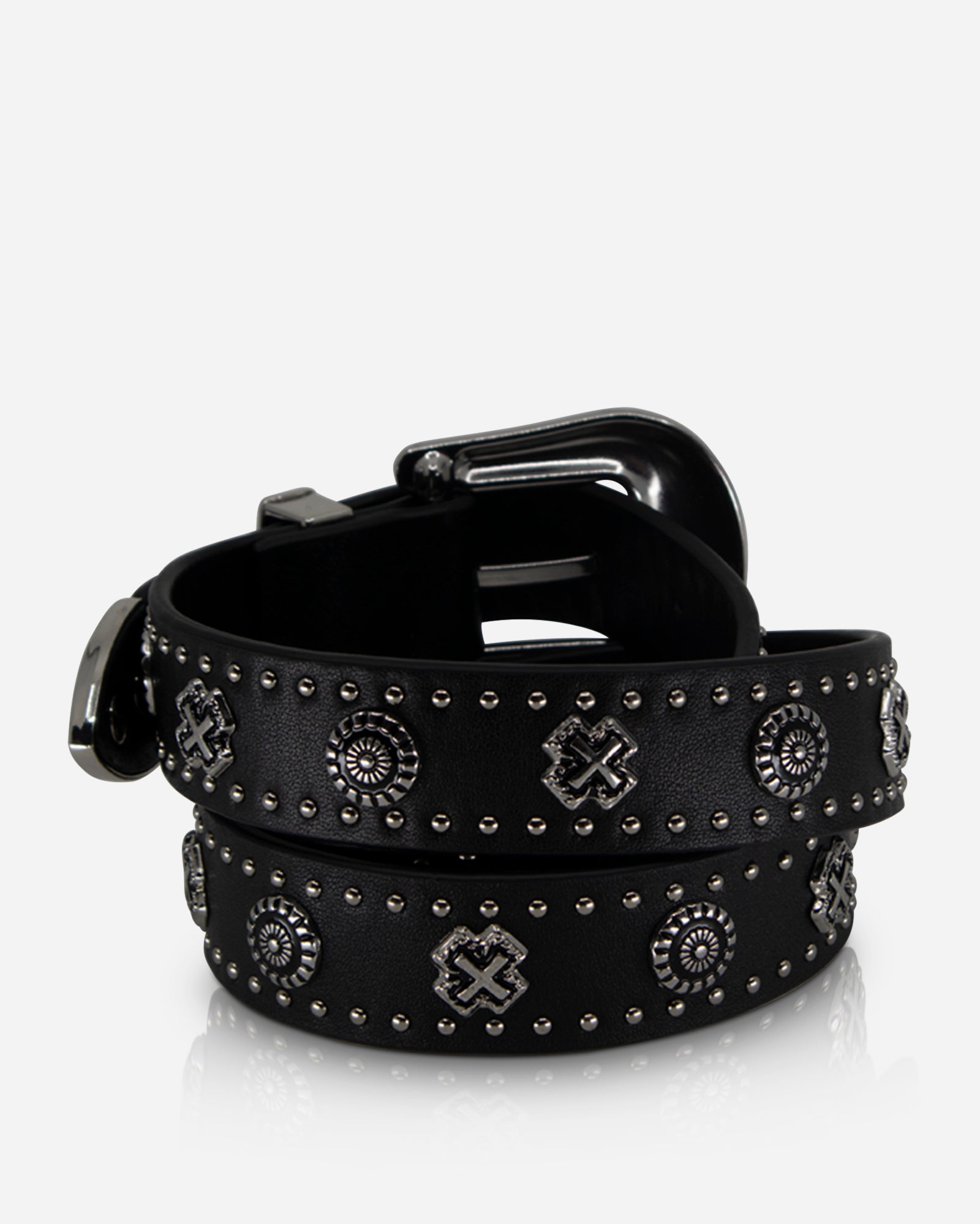 EASTWOOD BELT BLACK/SILVER WESTERN