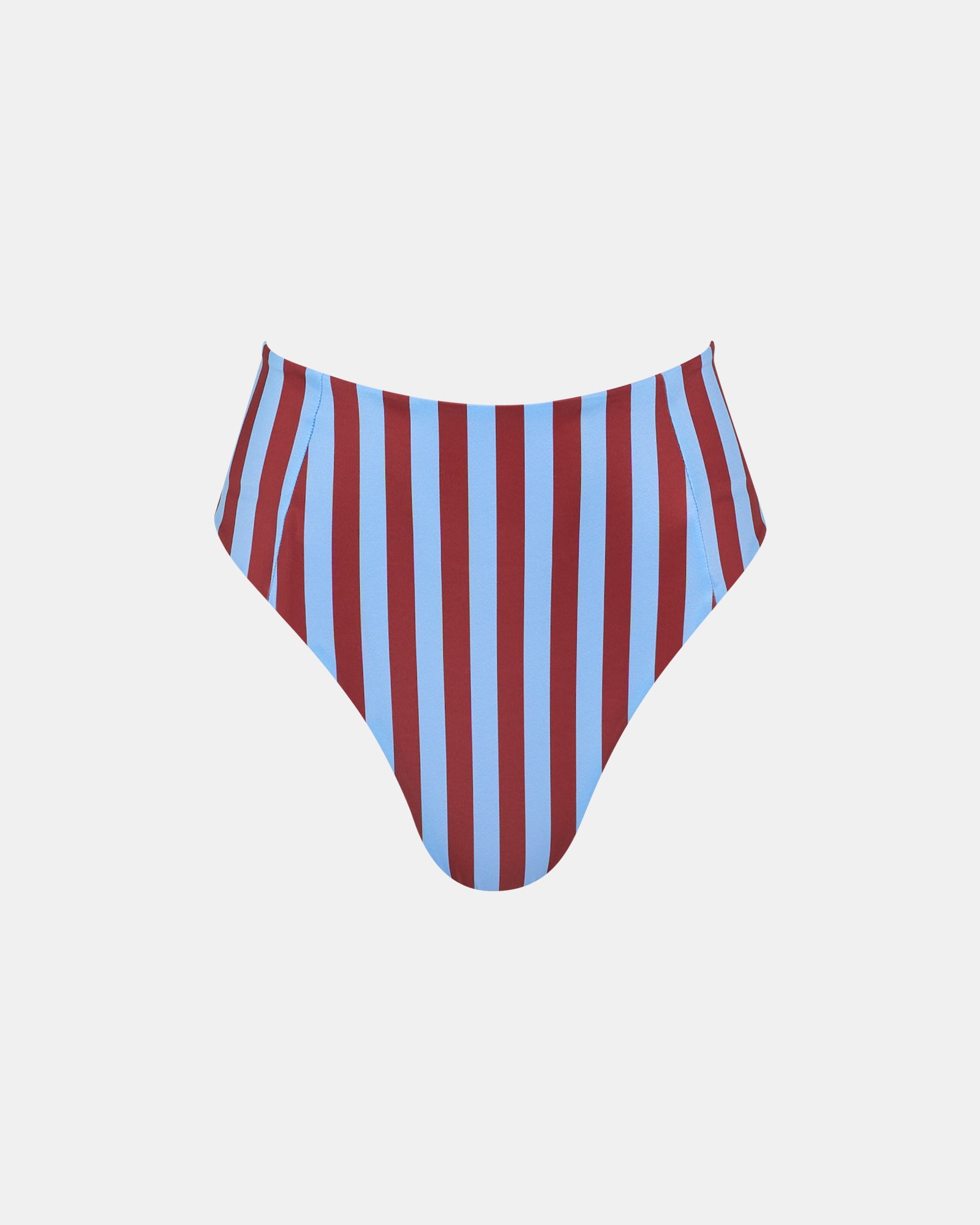 Calypso High Rise Bikini Bottom Burgendy Stripe