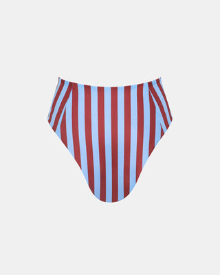 Calypso High Rise Bikini Bottom Burgendy Stripe