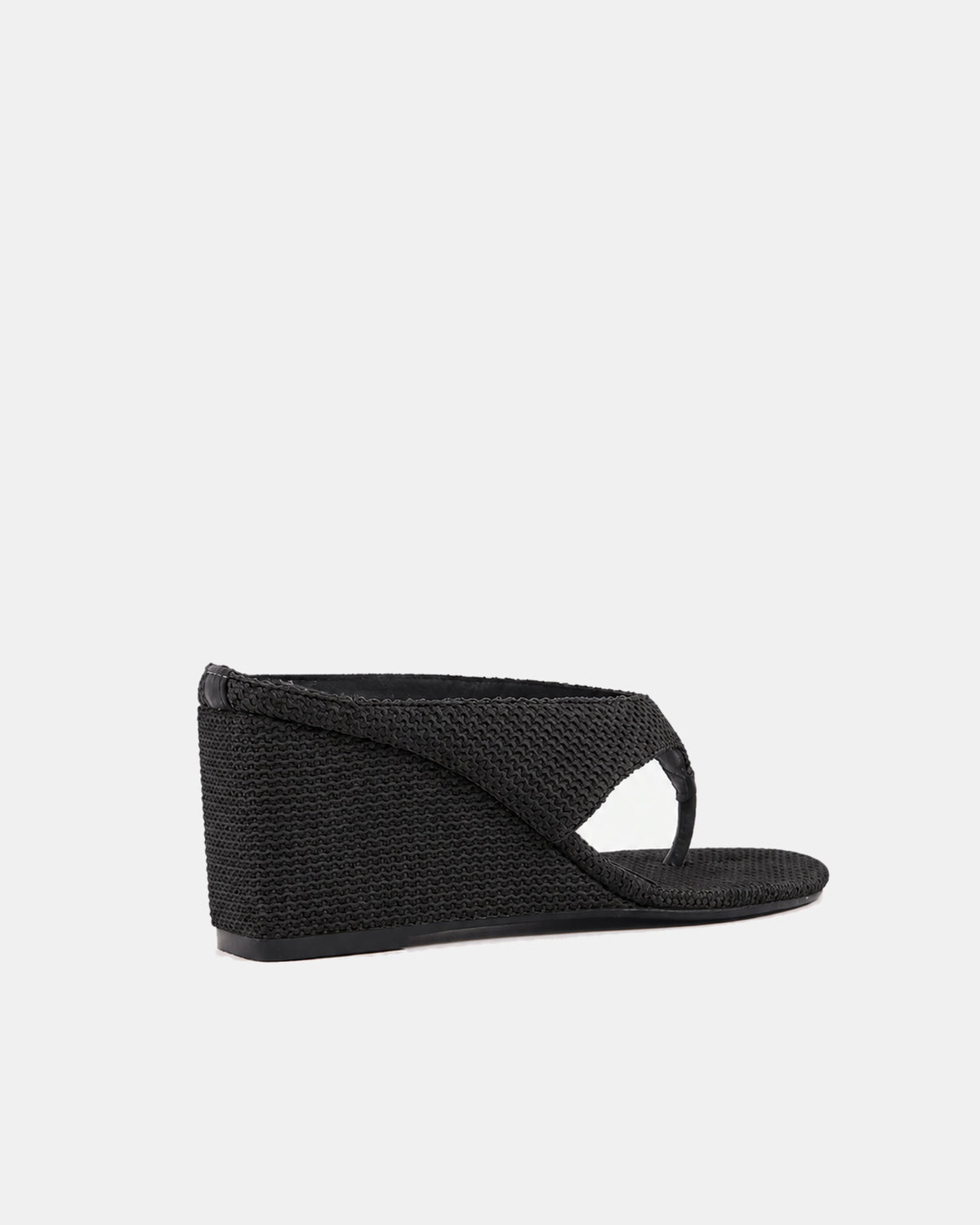 Lujo Wedge Thong Black Raffia