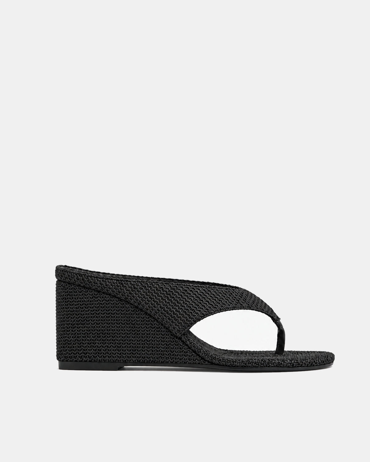 Lujo Wedge Thong Black Raffia