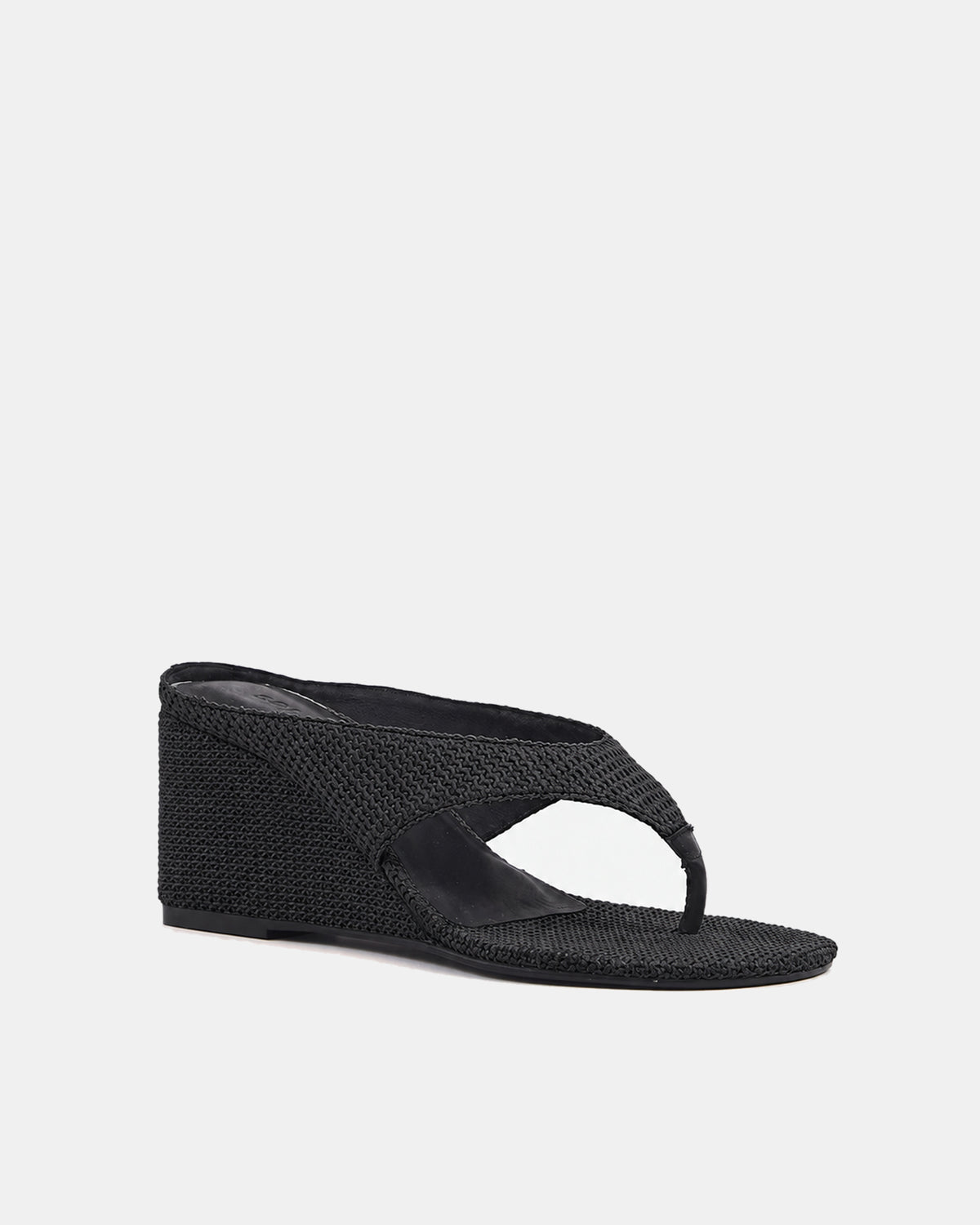 Lujo Wedge Thong Black Raffia