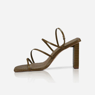 Geanie Heel Khaki Lizard
