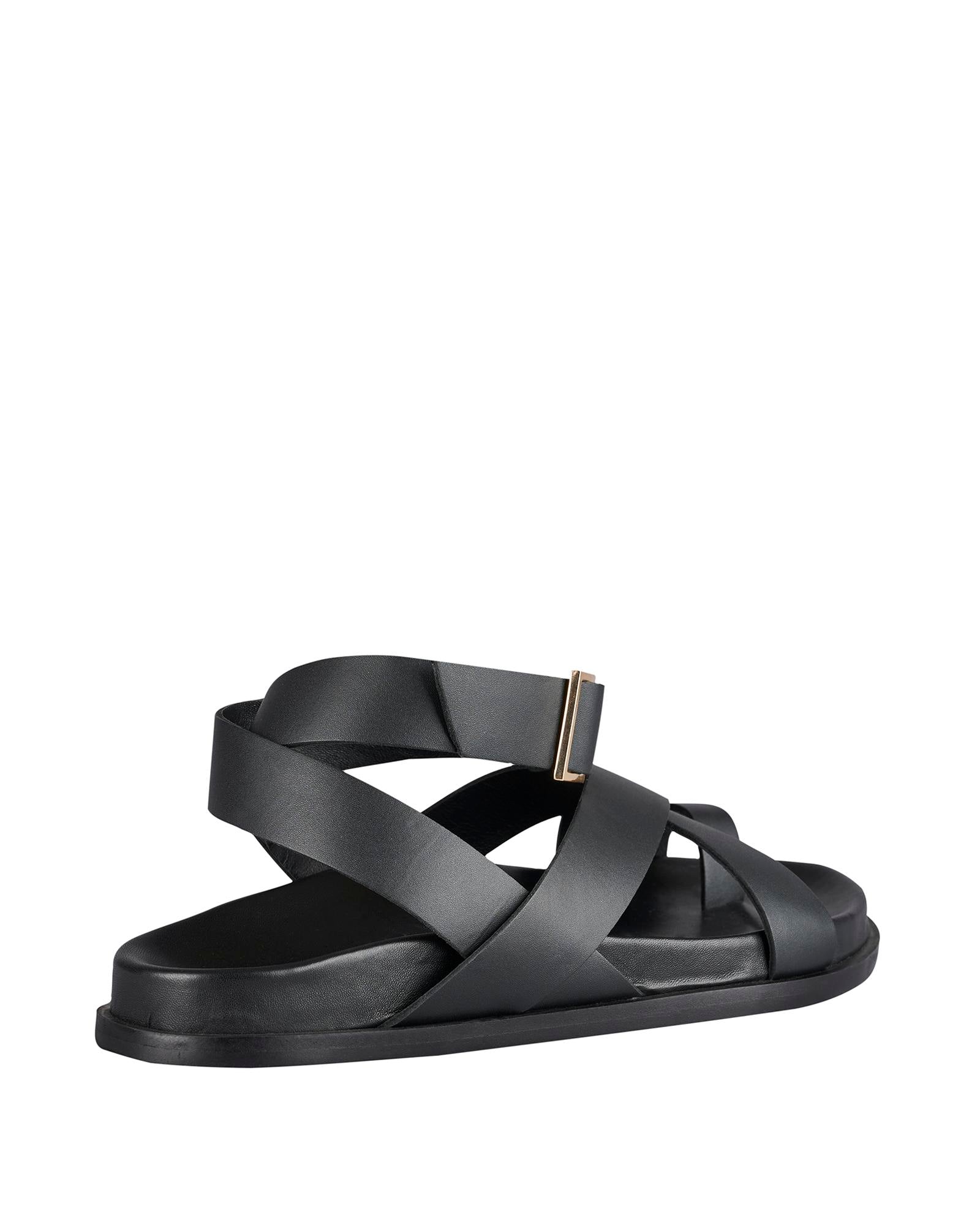 Hitch Footbed – Black Leather Sandal