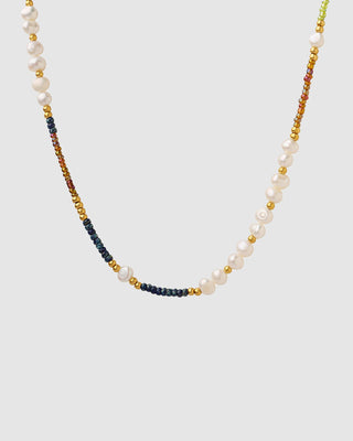 Mini Pearl & Gold Bead Neclace White Pearl/Multicolour bead