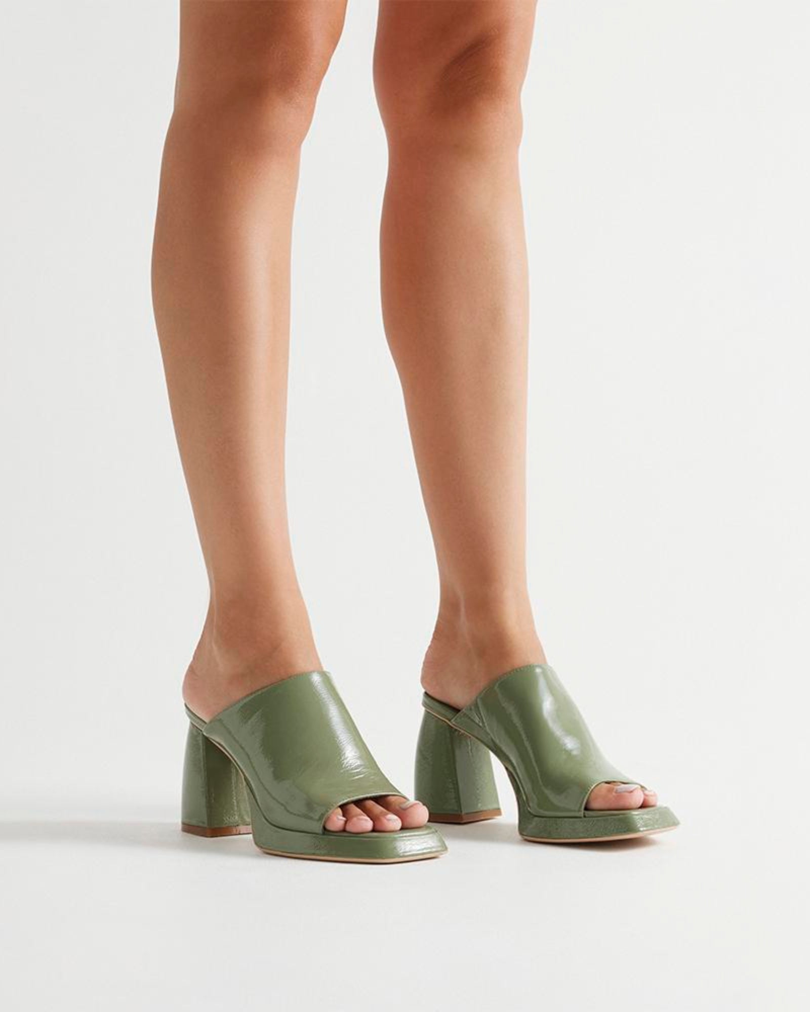Eva Mule Patent Olive