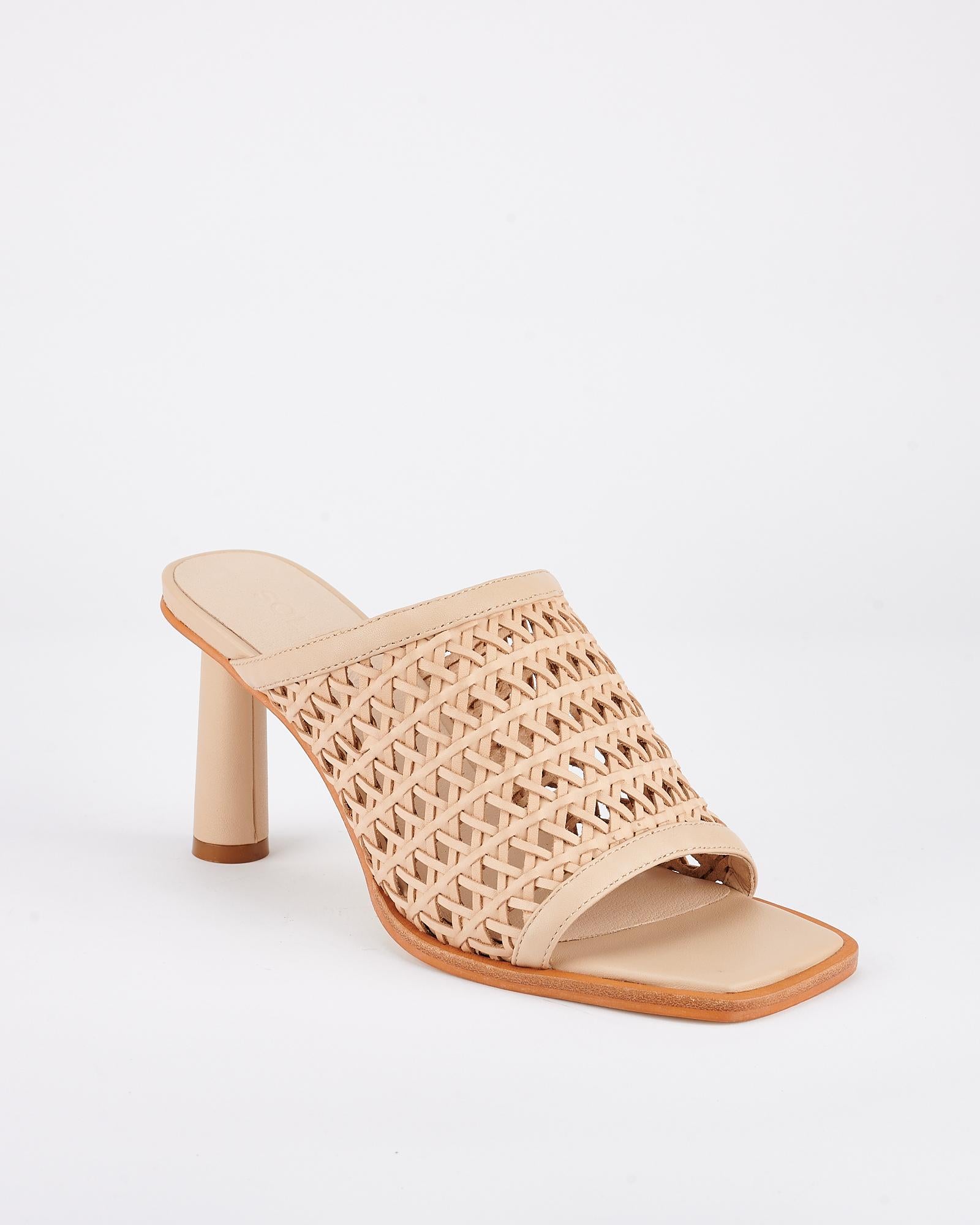 Jacque Heel Natural Woven Leather