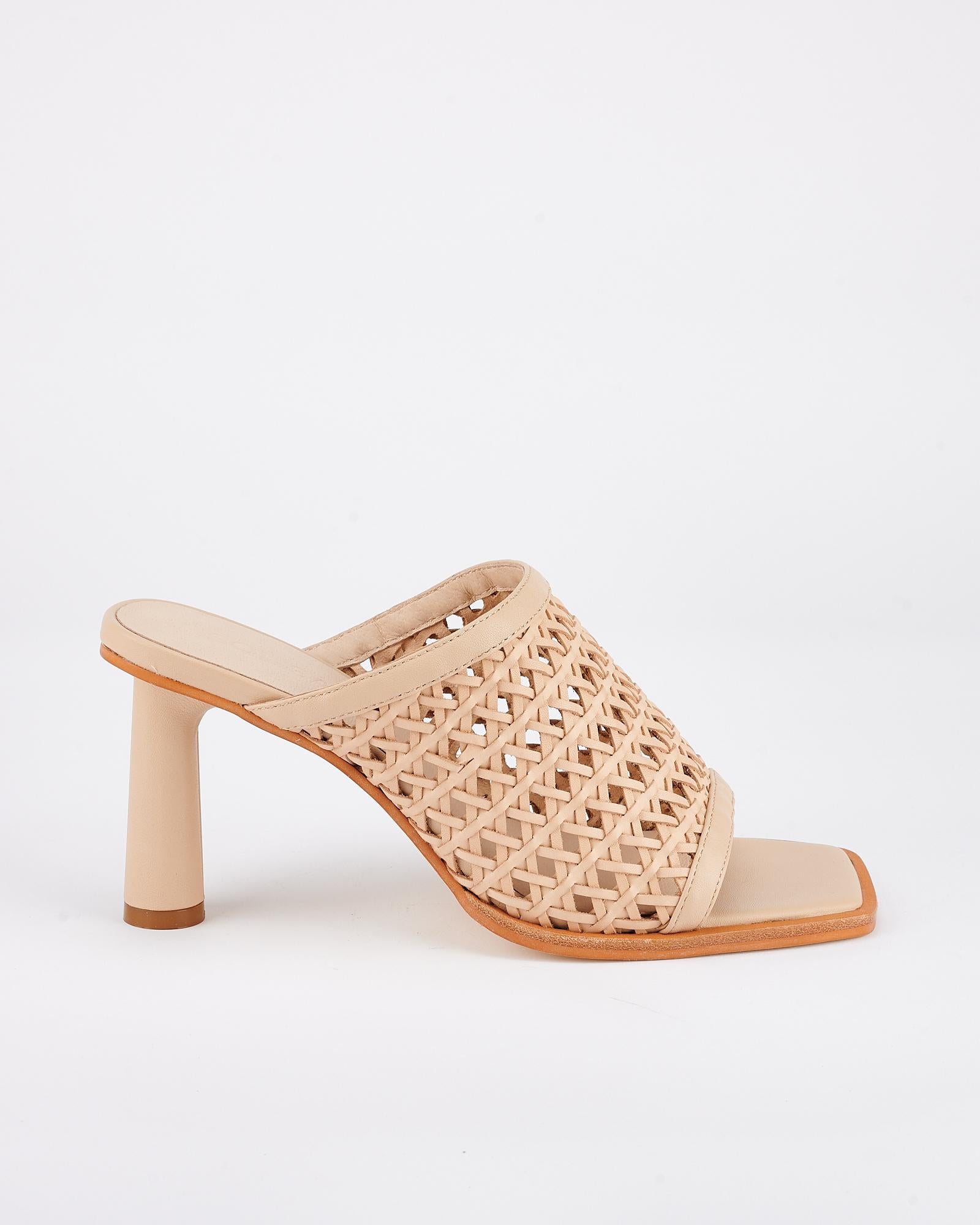 Jacque Heel Natural Woven Leather